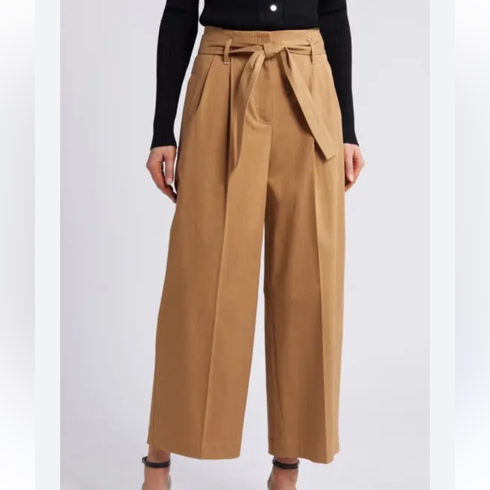 Hugo Boss Women's Tenoy Belted Wide Leg Pants In Iconic Camel Size 4 NWT